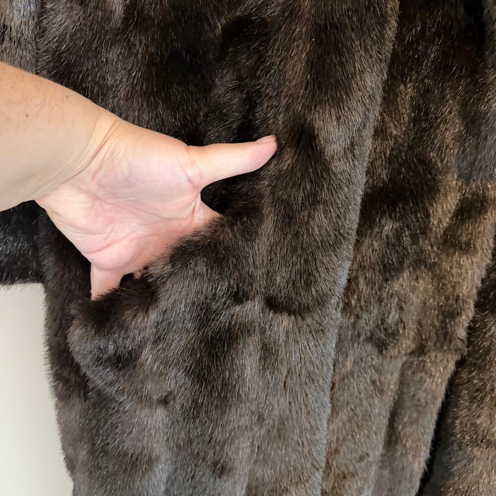Vintage Shaytoon Faux Fur Coat Brown Plush Mob Wife Winter Luxury Formal England - Picture 9 of 15